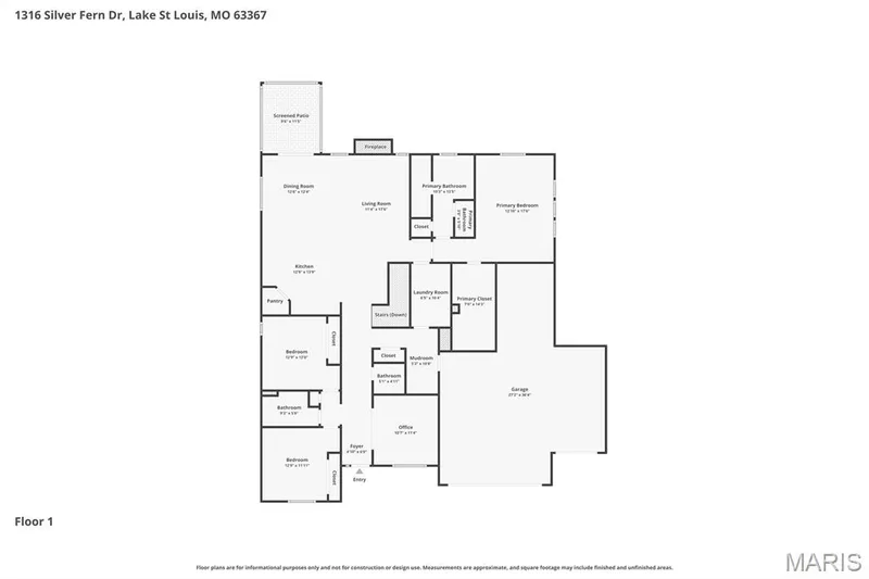 Main level floor plan — 1316 Silver Fern Drive, Lake St. Louis, MO 63367