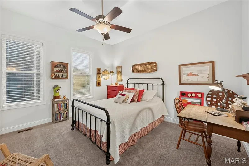 10' Tall Ceilings in the Owners Suite add to the Spacious Feeling of the 18x14 Owners Suite!  Ceiling Fan with Light too! — 6170 Suntan Drive, St Charles, MO 63301