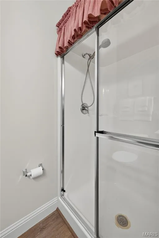 Owners Bath Suite with Full-Size Step-In Shower with Shelves, Glass Doors & Handheld Shower Sprayer! — 6170 Suntan Drive, St Charles, MO 63301