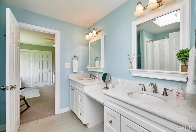 Updated Jack and Jill Bath between bedrooms 2 and 3 — 2323 Wellington Estates Drive, Chesterfield, MO 63017