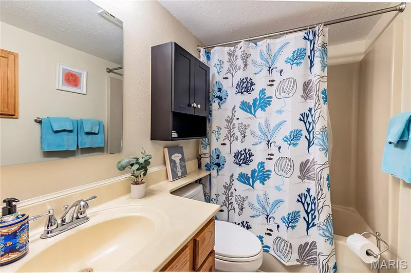 Hall bathroom with tub and shower. — 1440 Heritage Landing #105, St Charles, MO 63303