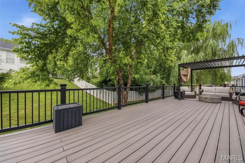 36 x 12 low maintenance deck off the breakfast room with pergola for easy outside gathering area — 214 Charging Bear Drive, Wentzville, MO 63385