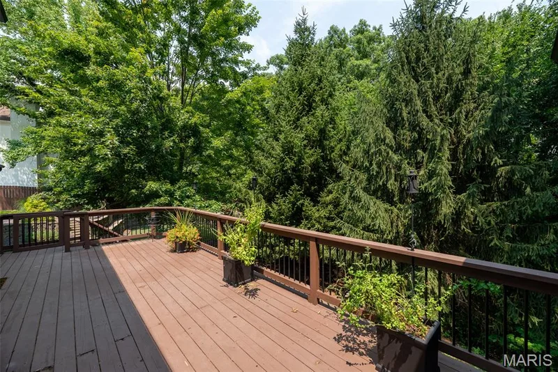 Deck with composite flooring and wood railings — 1526 Candish Lane, Chesterfield, MO 63017