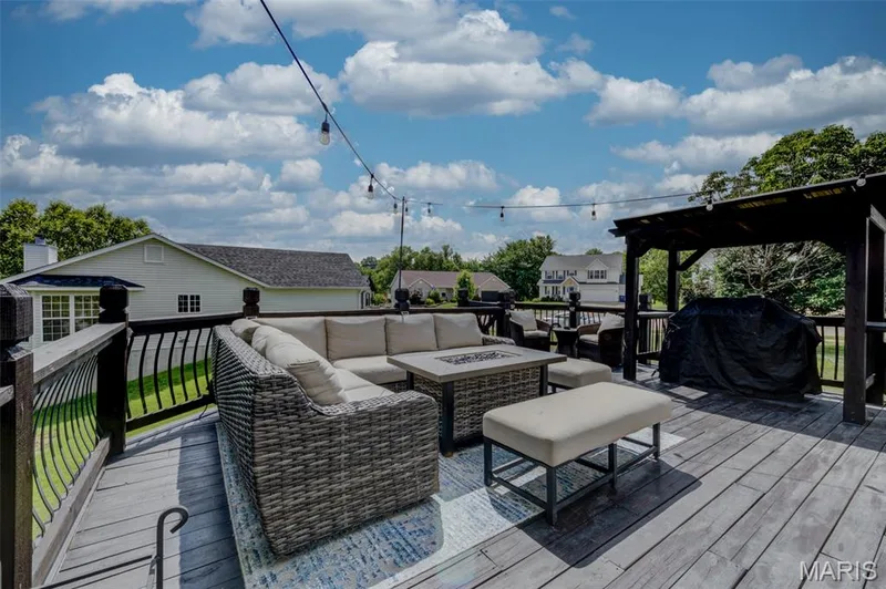 Deck with pergola & seating area — 109 Emerald Isle Lane, Wentzville, MO 63385