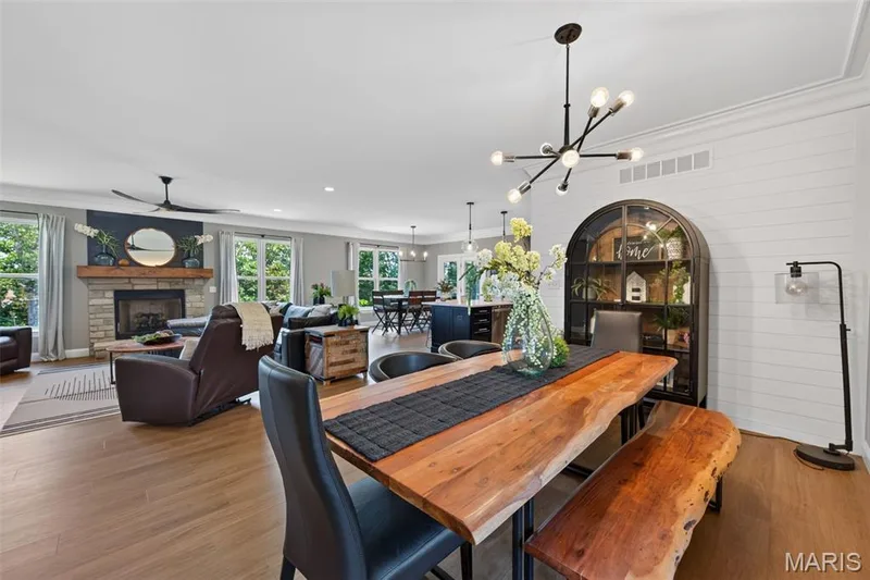 Dining Area with Plank Accent Wall — 517 Stonewolf Creek Drive, Wentzville, MO 63385