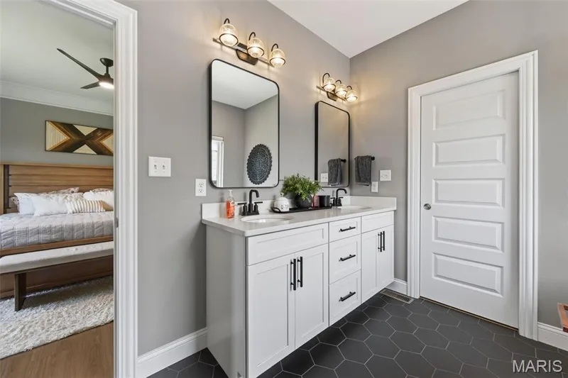 Double Bowl Raised Height Vanity in the Primary Bath — 517 Stonewolf Creek Drive, Wentzville, MO 63385
