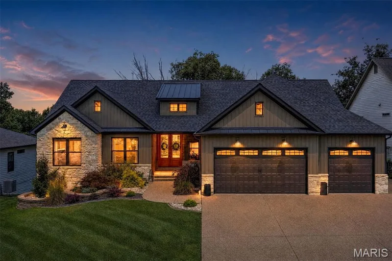 Front Elevation at Dusk — 517 Stonewolf Creek Drive, Wentzville, MO 63385