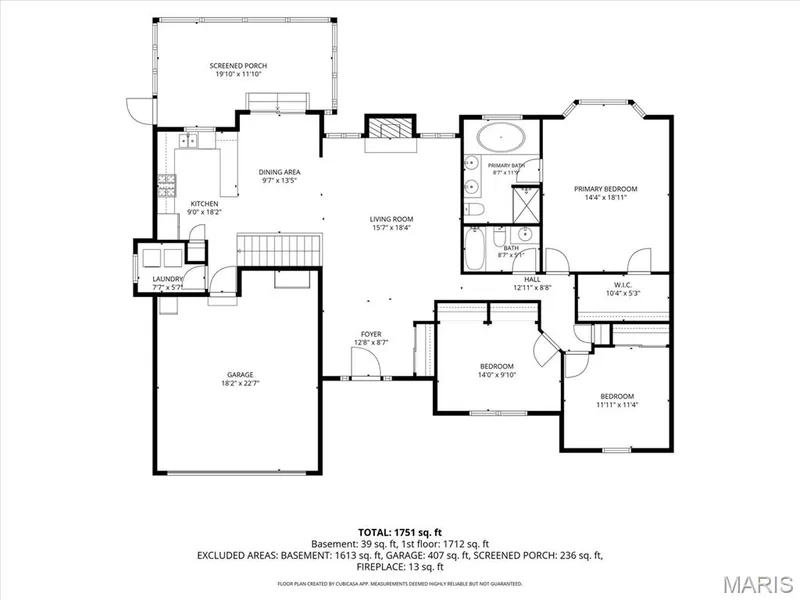 Floorplan with room sizes — 3005 Cedarshade Court, St Peters, MO 63376