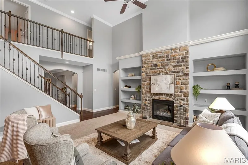 View of Great Room with Open Staircase — 11090 Stonebridge Lane, Wentzville, MO 63385