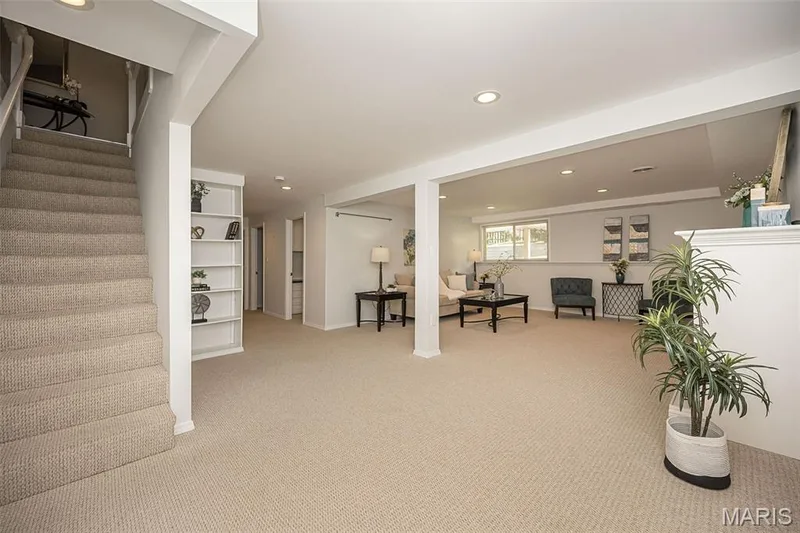 Lower level rec room with egress windows and plenty of recessed can lighting! — 842 Braefield Court, Chesterfield, MO 63017