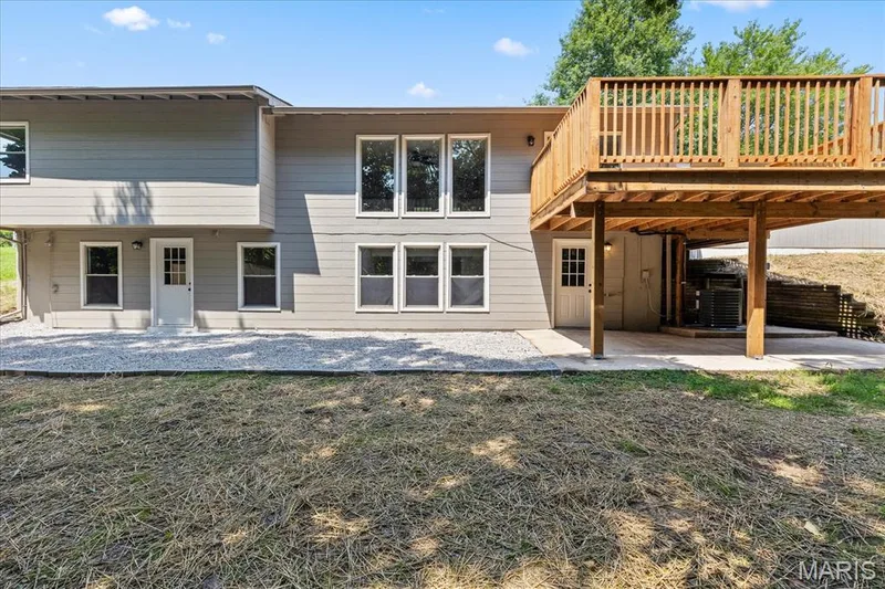 Back of home, Walk out basement with back patio — 746 Schluersburg Road, Augusta, MO 63332