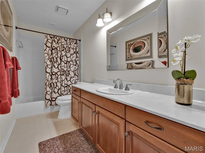 Full hall bathroom with tub/shower combination. — 208 Ambridge Court #206, Chesterfield, MO 63017
