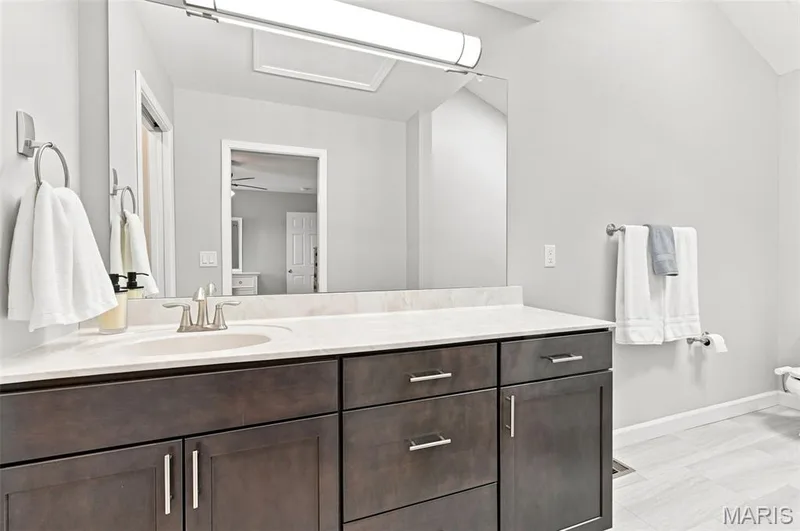 Luxurious En Suite with a Walk-In Closet, Oversize long vanity, sunken tub and separate shower. — 40 Trailside Court #2, St Peters, MO 63303