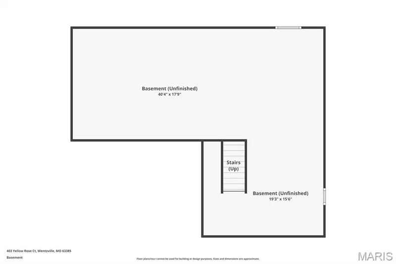 Unfinished spacious basement featuring an egress window for a potential 5th bedroom. — 403 Yellow Rose Court, Wentzville, MO 63385
