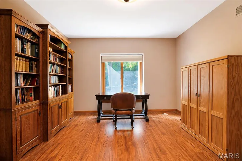 The private Office is just to the left of the Entry Foyer. Featuring beautiful Luxury Vinyl Floors floors. — 17507 Summit View Place Cove, Glencoe, MO 63038
