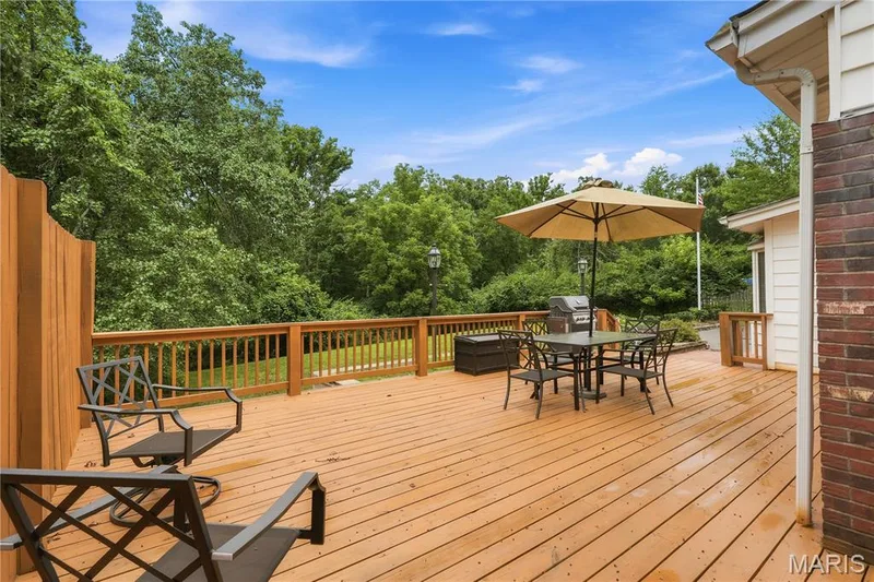 The large Deck overlooks the back yard — 505 Richley Drive, Chesterfield, MO 63017