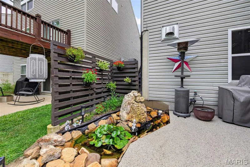 Patio with Water Feature and Privacy Wall — 2322 Wills Hollow Drive, St Peters, MO 63376