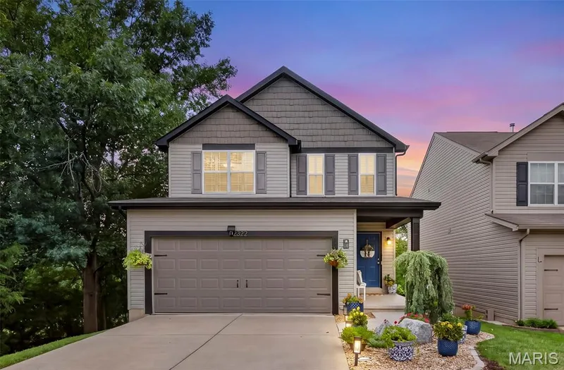Front Elevation at Dusk — 2322 Wills Hollow Drive, St Peters, MO 63376
