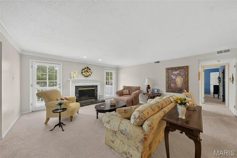 Living Room with Gas Fireplace — 1530 Bedford Forge Court #15, Chesterfield, MO 63017