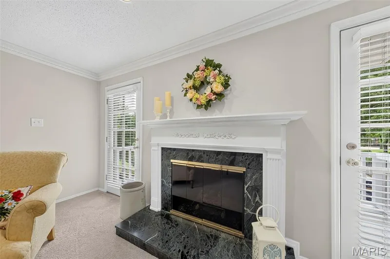 Gas Fireplace and Access to Balcony — 1530 Bedford Forge Court #15, Chesterfield, MO 63017