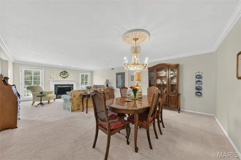 Dining Room with Chandelier — 1530 Bedford Forge Court #15, Chesterfield, MO 63017