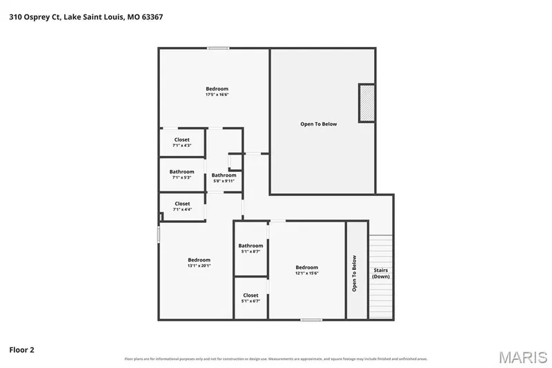 Upper level - floor plan — 310 Osprey Court, Lake St. Louis, MO 63367