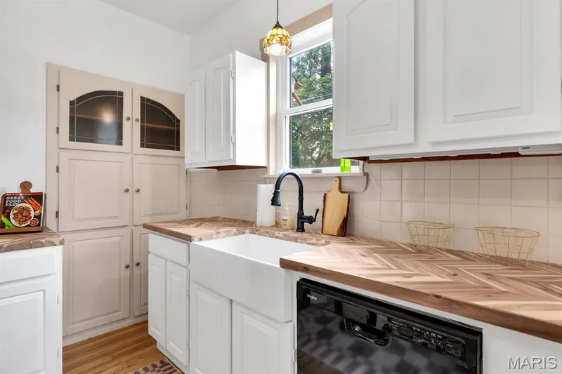 Restored, original built-in used as a small appliance cabinet for air fryer, blender, crock pot, etc. — 915 N Kingshighway Street, St Charles, MO 63301