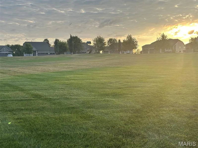 Expansive green space featuring a sloped lawn and distant residential structures — 110 Alta Mira Court, Dardenne Prairie, MO 63368