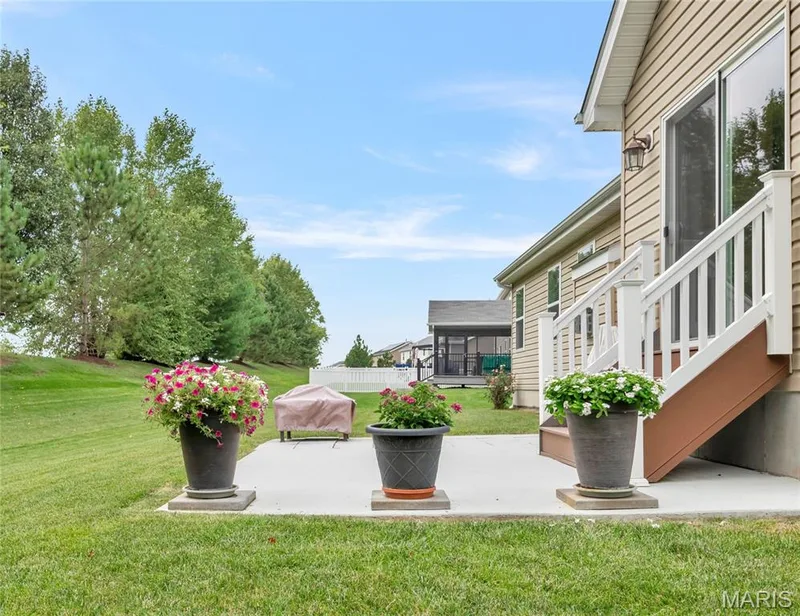 Close-up view of the rear patio — 492 Pleasant Breeze Drive, Wentzville, MO 63385