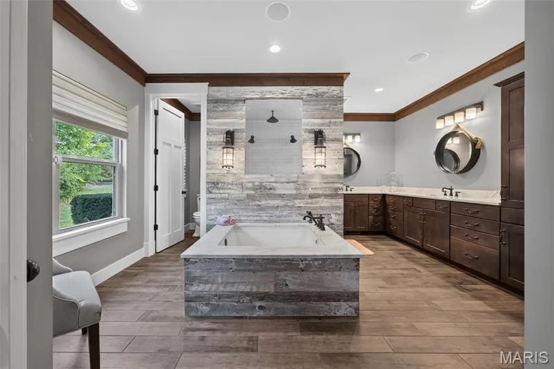 Well-lit bathroom with impressive 6'x6' tiled shower — 1950 Diehr Road, Wentzville, MO 63385