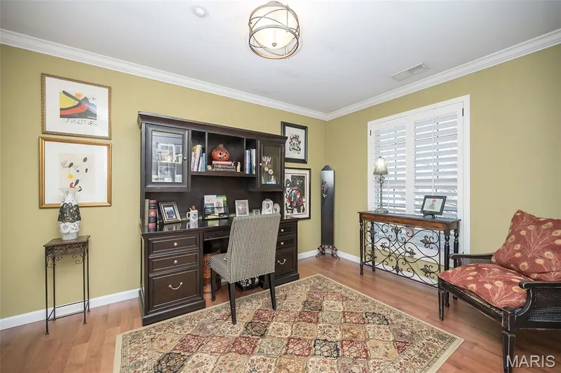 Office featuring crown molding and light wood finished floors — 1512 Bedford Forge Court #19, Chesterfield, MO 63017