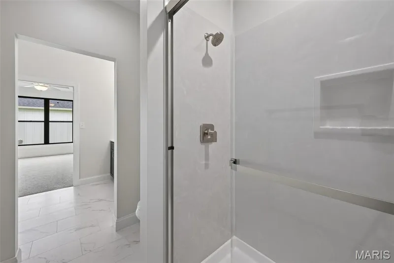 Marble Shower with Semi Frameless Shower Door — 146 Haven Ridge Court, Dardenne Prairie, MO 63368