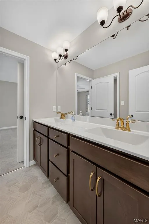Raised Height Double Bowl Vanity in Shared Bath — 106 Downview Drive, O'Fallon, MO 63368