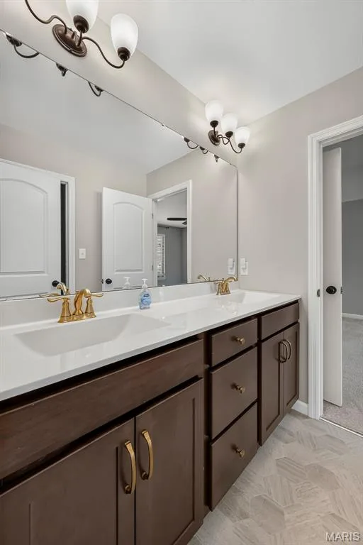 Raised Height Double Bowl Vanity in Shared Bath — 106 Downview Drive, O'Fallon, MO 63368