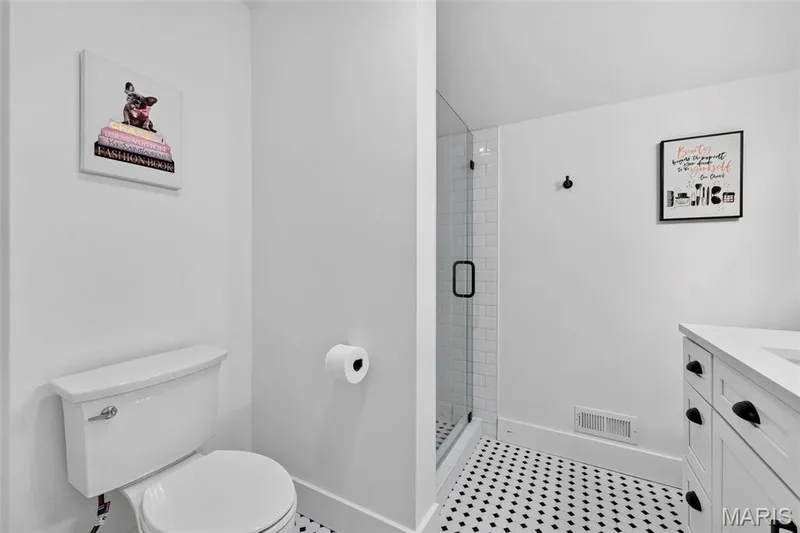 White subway tile shower with glass enclosure — 3 Millers Court, O'Fallon, MO 63366