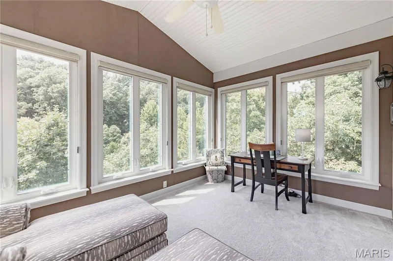 Incredible Primary Bedroom sunroom overlooking the lake and trees — 4484 Kingfisher Court, Augusta, MO 63332