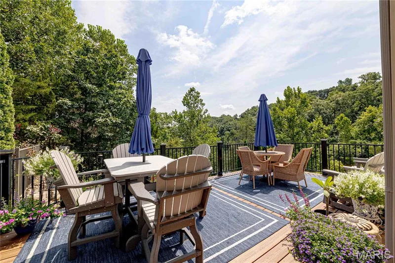 New composite deck with aluminum railing and solar lights (2023) — 4484 Kingfisher Court, Augusta, MO 63332