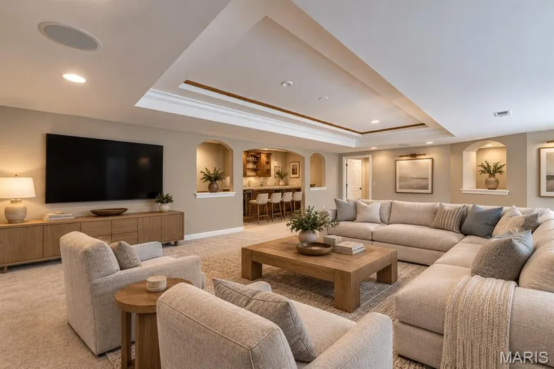 Lower level family room with bar area — 4484 Kingfisher Court, Augusta, MO 63332