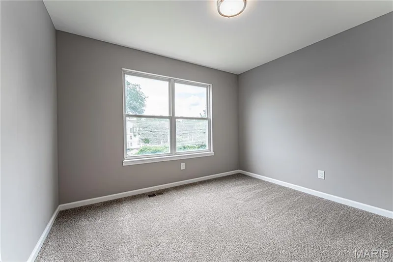 Carpeted flooring, gray wall finishes, a double-hung window, and a ceiling-mounted light fixture — 1721 Summergate Court, St Charles, MO 63303