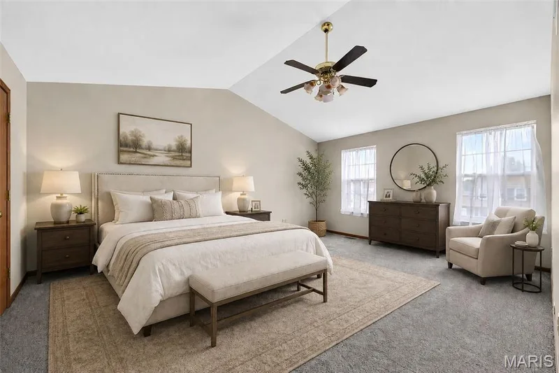 Vaulted & very Spacious Primary Bedroom (virtually staged) — 2714 Red Cedar Parc Drive S, O'Fallon, MO 63368