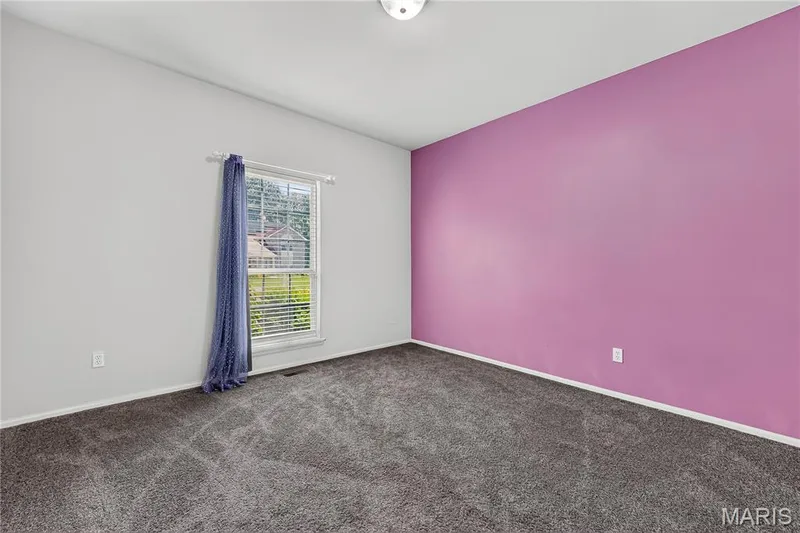 Gray carpeted flooring with a neutral wall color accenting a brightly colored wall — 934 Annabrook Park Drive, O'Fallon, MO 63366