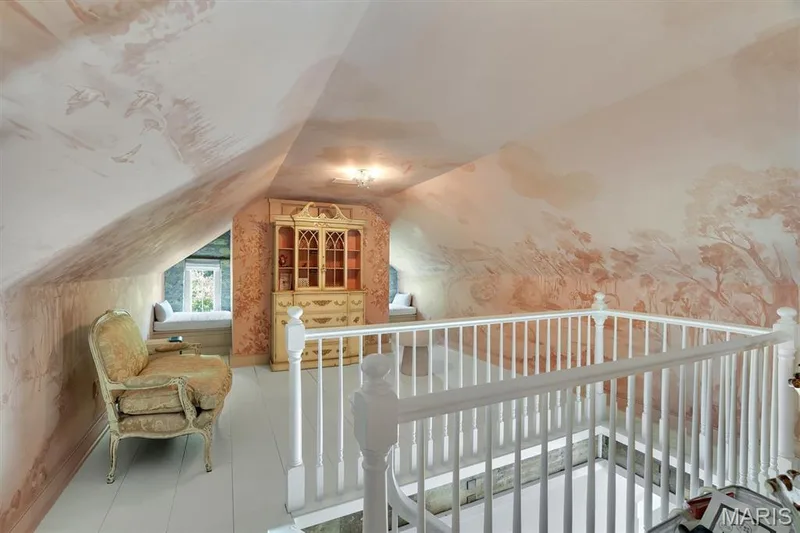 Attic space featuring painted wall murals, white wood flooring, and built-in window seating — 2275 Highway F #LOT 1, Defiance, MO 63341