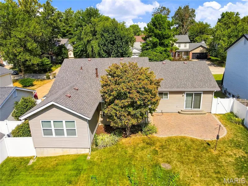 Aerial View of Rear Elevation with Patio — 3044 Brentmoor Drive, St Charles, MO 63303
