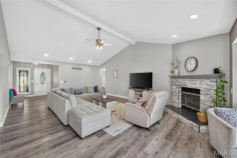 Gas fire place in large living room — 6 Potomac Court, St Charles, MO 63303