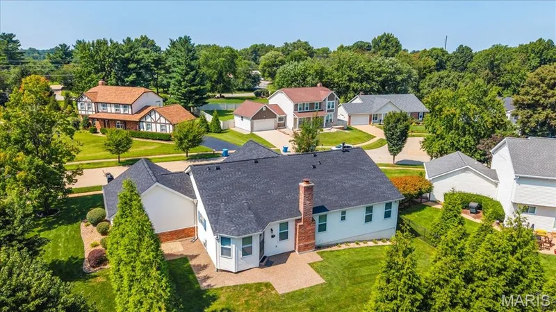 Aerial view of the back and yard. — 1346 Cherry Glen Court, Chesterfield, MO 63017