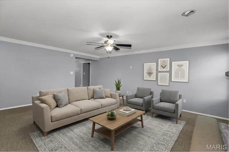 Virtually staged family room. — 1346 Cherry Glen Court, Chesterfield, MO 63017