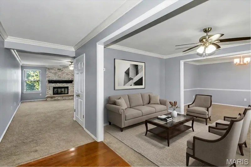 Virtually staged formal living room off entry. — 1346 Cherry Glen Court, Chesterfield, MO 63017