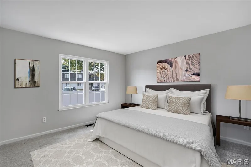 Window with multiple panes, light gray wall color, light gray carpet flooring, recessed lighting — 857 Du Pre Court, St Peters, MO 63376