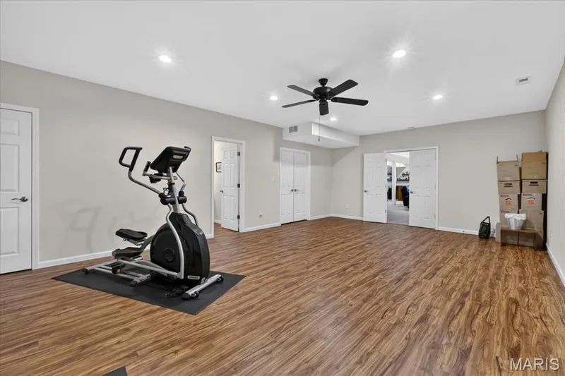 Lower level fitness room with adjoining full bath — 1307 Homestead Heights Drive, Wildwood, MO 63005