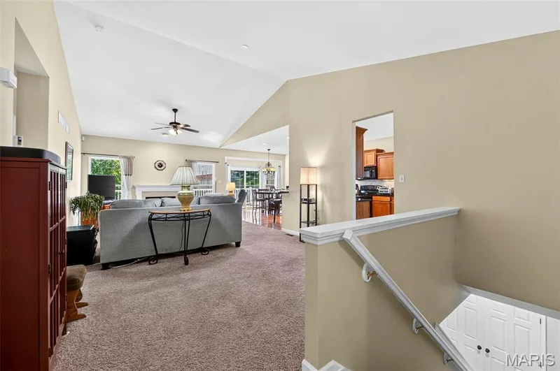 Vaulted Great Room.  Current owner does not use Dining Area as a DiningRm — 18 Eagle Bluff Lane, St Charles, MO 63303